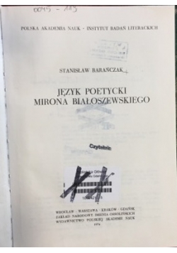 Język poetycki Mirona Białoszewskiego