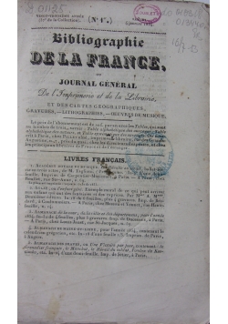 Bibliographie De La France, 1834