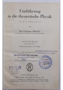 Einfuhrung in die theoretisvhe Physik, 1932r