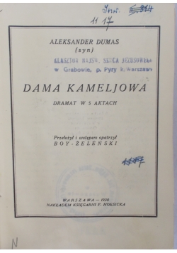 Dama Kameliowa, 1930 r.