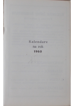 Kalendarz na rok 1960