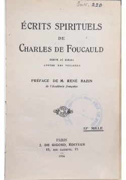 Ecrits Spirituels, 1924 r.