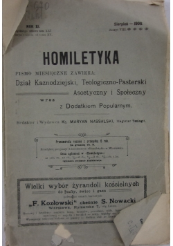 Homiletyka pismo miesięczne, sierpień 1908 r.