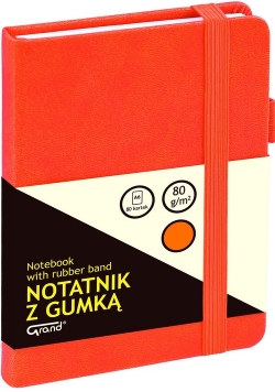 Notatnik A6 Grand z gumką 80 kartek pomarańczowy