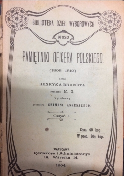Pamiętniki oficera polskiego,1904r.