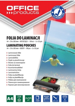 Folia do laminacji Office Products A4 100 sztuk błyszcząca