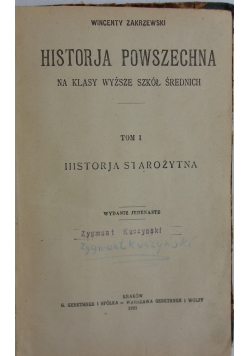 Historja powszechna na klasy wyższe szkół średnich Tom I, 1921 r.