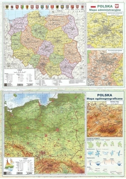 Podkładka na biurko A2 Polska ogólnogeograficzna/administracyjna dwustronna