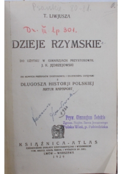 Dzieje rzymskie, 1929 r.