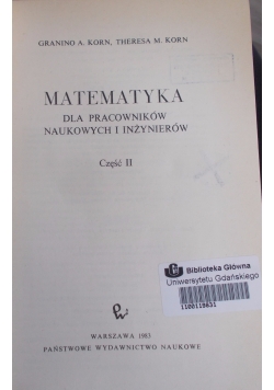 Matematyka dla pracowników naukowych i inżynierów, cz.II