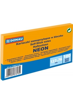 Karteczki samoprzylepne w bloczku neon pomarańczowy 100 kartek