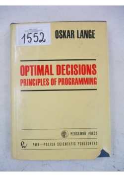 Optimal Decisions Principles of Programming