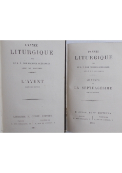 L'Annee Liturgique Le Careme, zestaw 2 książek 1883 r.