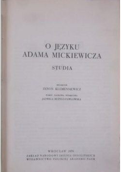 O języku Adama Mickiewicza