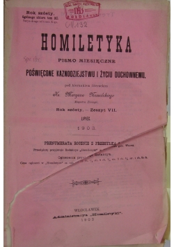 Homiletyka.Pismo miesięczne poświęcone kaznodziejstwu i życiu duchowemu, 1903r.