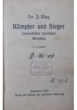 Kampfer und Sieger, 1925r.
