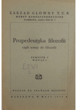 Propedeutyka filozofii, 1948 r.
