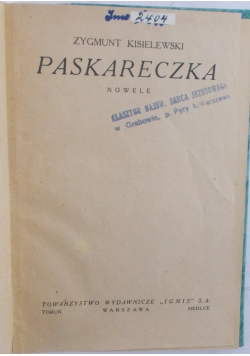 Paskareczka, 1922 r