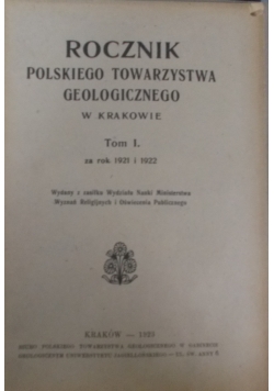 Rocznik Polskiego Towarzystwa geologicznego, tom IX, 1921 r.