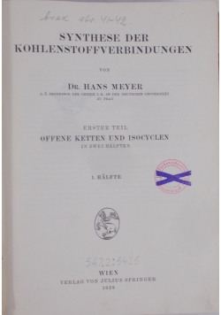 Synthese der Kohlenstoffverbindungen , 1938r.