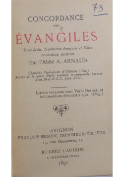 Concordance des evangiles, 1891 r.