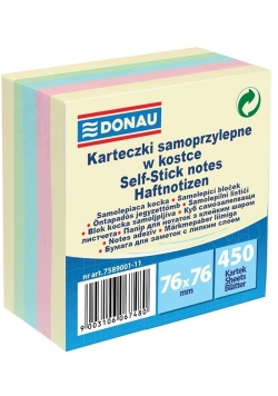 Kostka samoprzylepna DONAU, 76x76mm 450 kartek mix
