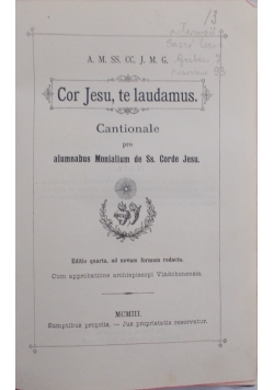 Cor Jesu, te laudamus, 1903 r.