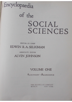 Encyclopaedia of the Social Sciences, volumes I-II