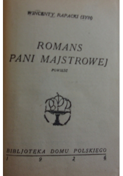 Romans pani majstrowej, 1926r.