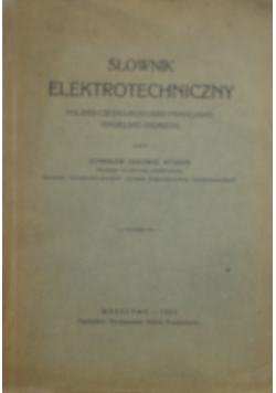 Słownik elektortechniczny, 1929 r.