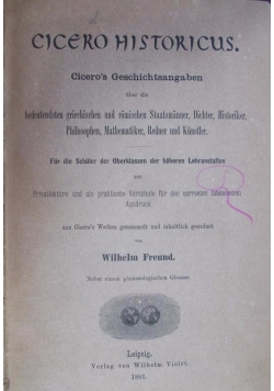 Cicero Historicus, 1881 r.