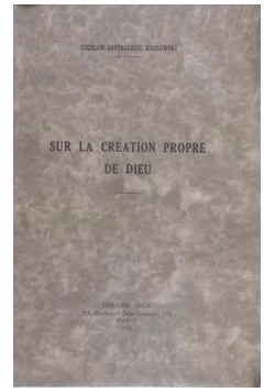 Sur La Creation Propre De Dieu,1936 R