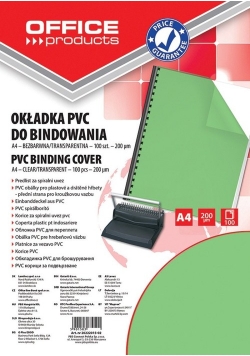 Okładki do bindowania OFFICE PRODUCTS A4 100 sztuk zielone transparentne
