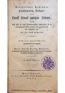 Herkommen, Geburt und Lauff seines gantzen Lebens, 1823 r.