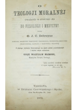 O teologji moralnej, 1870r.