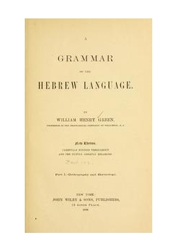 A grammar of the Hebrew Language, 1872 r.