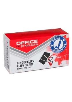 Klipy do dokumentów Office Products 25mm 12 sztuk czarne