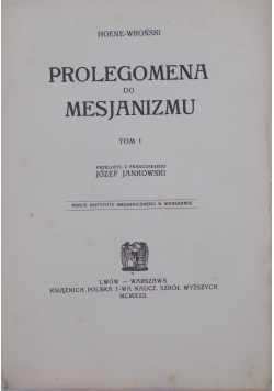 Prolegomena do mesjanizmu, 1922r