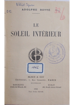 Le soleil interieur, 1922 r.