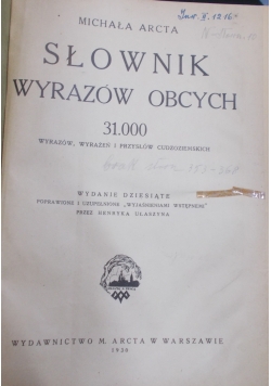 Słownik wyrazów obcych,1930r.