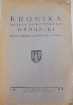 Kronika miasta powiatowego Oborniki, 1926 r.