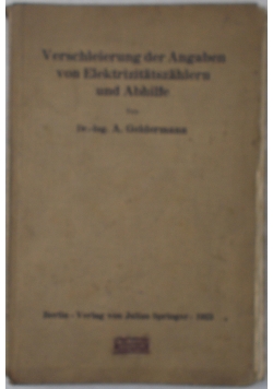 Verschleierung der Angaben von Elektrizitatszahlern  und Abhilfe, 1923 r.