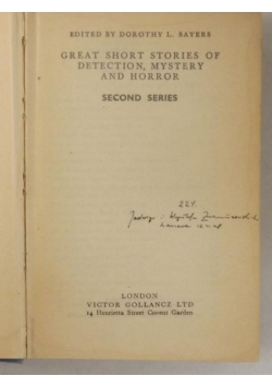 Great Short Stories of Detection, Mystery and Horror, 1948 r.