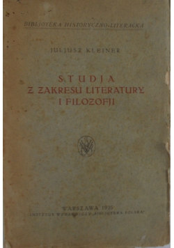 Studja z zakresu literatury i filozofji, 1925 r.