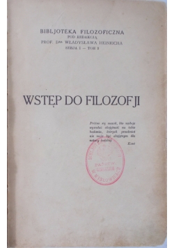 Wstęp do filozofii, 1926 r.