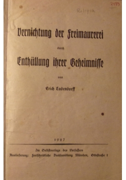 Vernichtung der Freimarket durch Enthuhlung ihrer Geheimnisse,1927r.