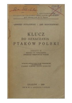 Klucz do oznaczania ptaków polskich,1938 r