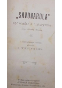 Savonarola , 1909 r.